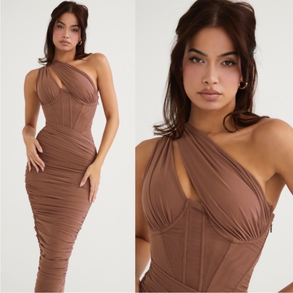 House of CB Brown One Shoulder Dress